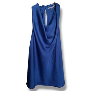 Violet & Claire Blue Cowl Neck Satin Women's Blouse Size Large